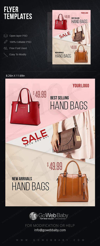 Flyer templates - Classic Handbags For Website Marketing - GoWebBaby.Com