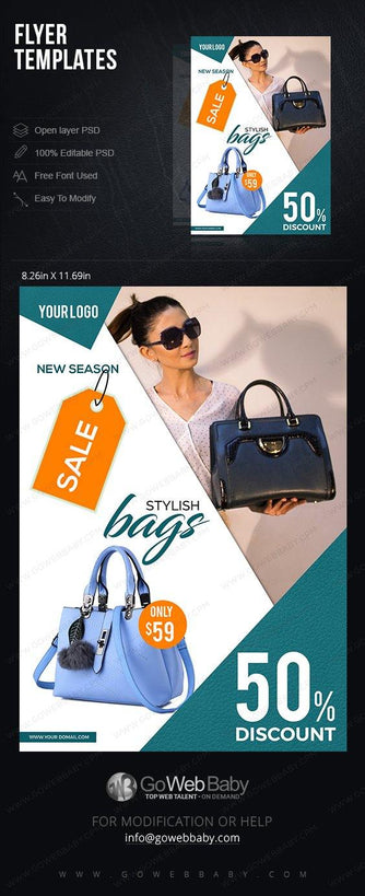 Flyer Templates - Stylish Handbags For Website Marketing - GoWebBaby.Com