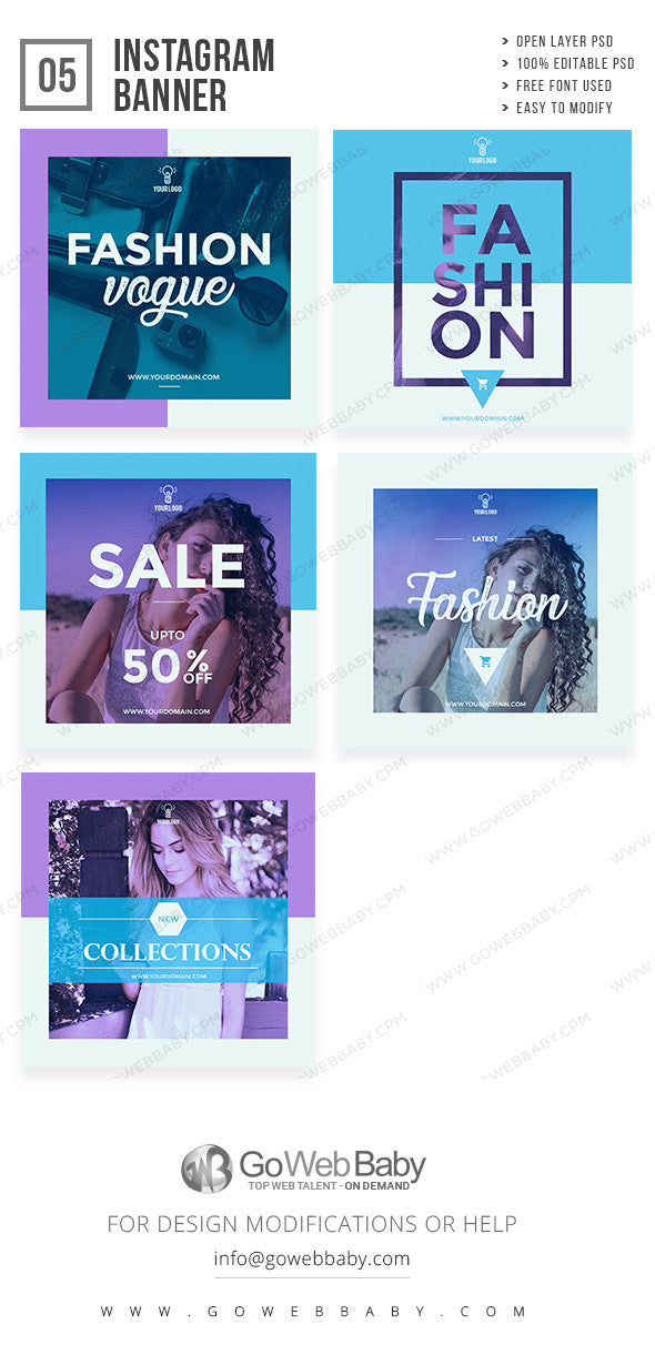 Instagram ad banners - Fashion sale for website marketing - GoWebBaby.Com