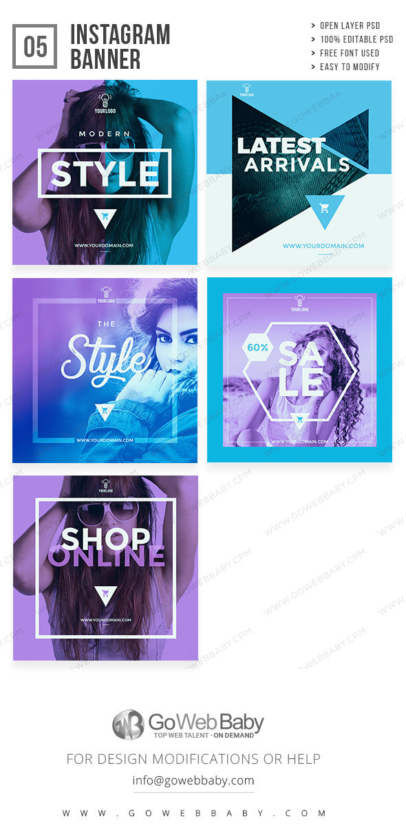Instagram Ad Banners - Fashion Sale For Website Marketing - GoWebBaby.Com