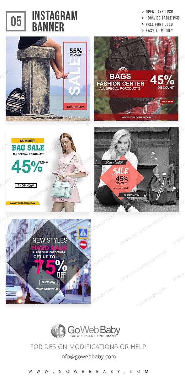 Instagram Ad Banners - Stylish Ladies Bags For Website Marketing - GoWebBaby.Com