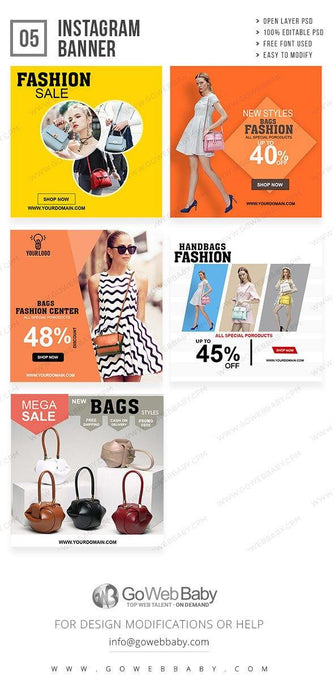 Instagram Ad Banners - Bag Store For Website Marketing - GoWebBaby.Com