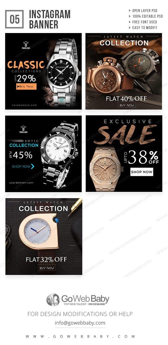Instagram Ad Banners - Watches Shop For Men - GoWebBaby.Com