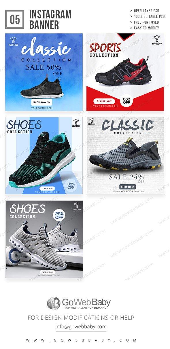 Instagram ad banners - Classic sport shoes for website marketing - GoWebBaby.Com