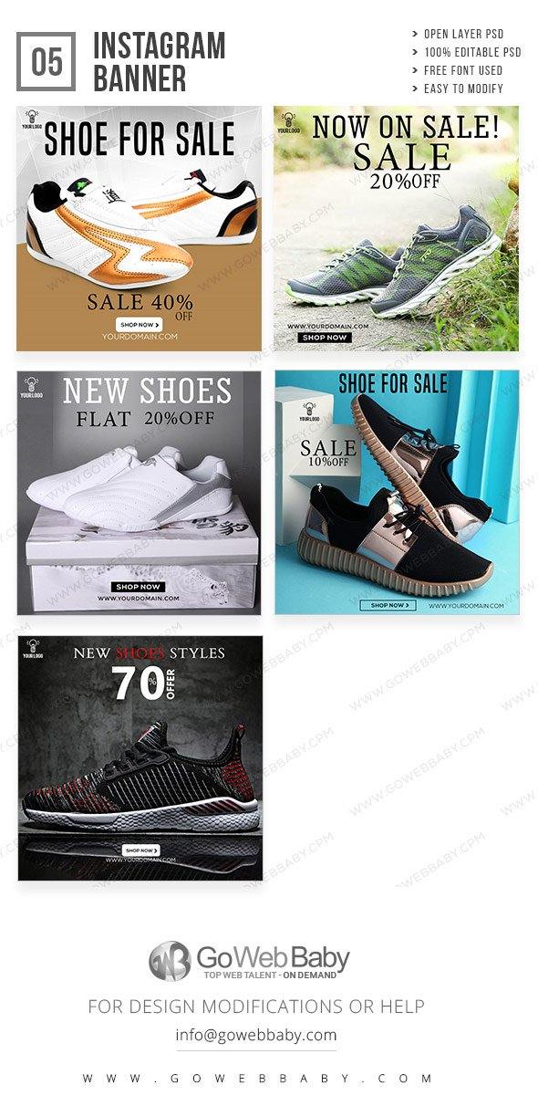 Instagram ad banners - Sport shoes for website marketing - GoWebBaby.Com