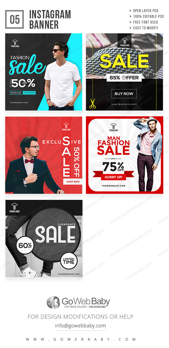 Instagram Ad Banners - Men's Fashion Store - GoWebBaby.Com
