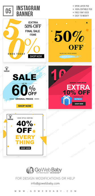 Sale Instagram banner for website marketing - GoWebBaby.Com