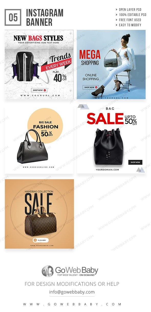 Instagram Ad Banners - Designer Handbag Store - GoWebBaby.Com