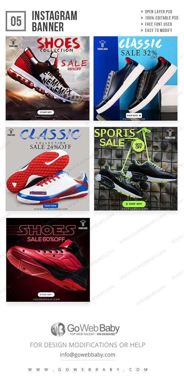 Instagram ad banners - Classic shoes for website marketing - GoWebBaby.Com