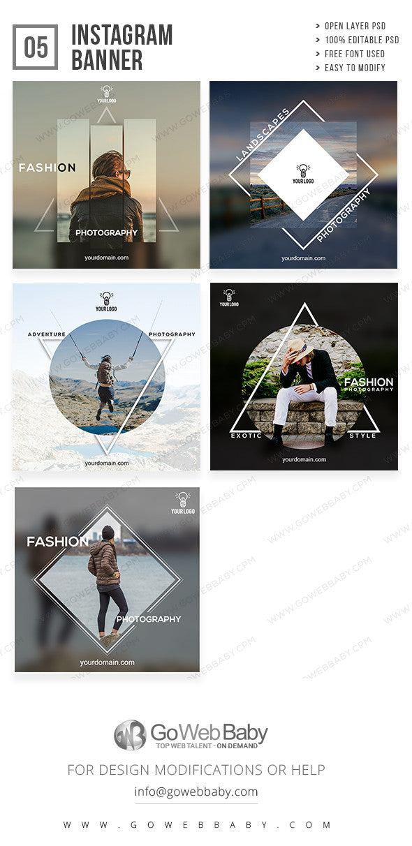 Photography Instagram ad banners for website marketing - GoWebBaby.Com