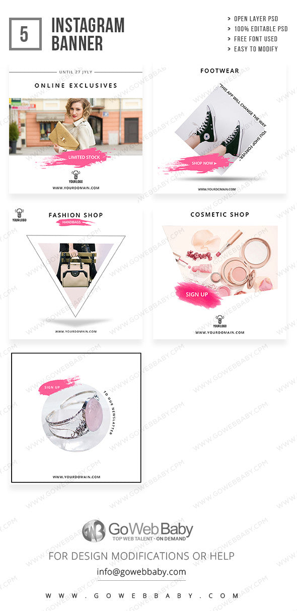 Instagram Ad Banners - Women's Fashion For Website Marketing - GoWebBaby.Com
