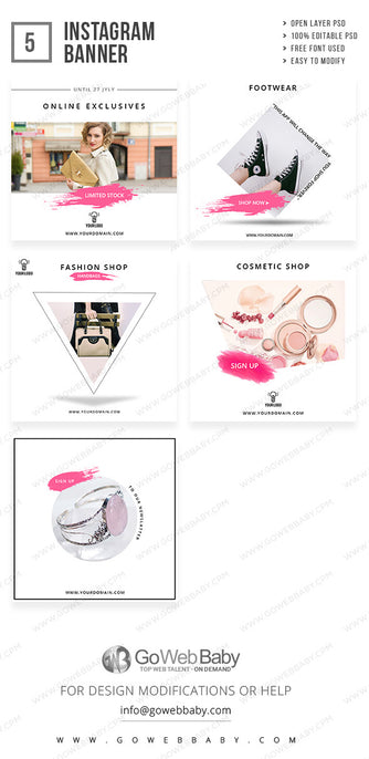 Instagram Ad Banners - Women's Fashion For Website Marketing - GoWebBaby.Com