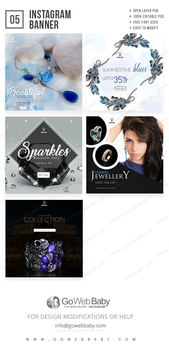 Instagram Ad banner - Designer Jewelry For Website Marketing - GoWebBaby.Com