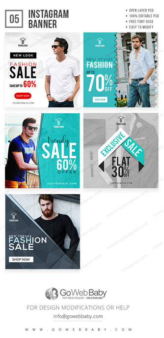 Instagram ad banners  - Fashion sale for Men - GoWebBaby.Com