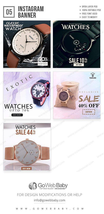 Instagram Ad Banners - Watch Center For Men - GoWebBaby.Com