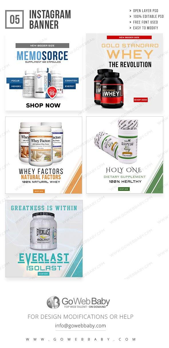 Instagram ad banners - Nutrition Product for website marketing - GoWebBaby.Com