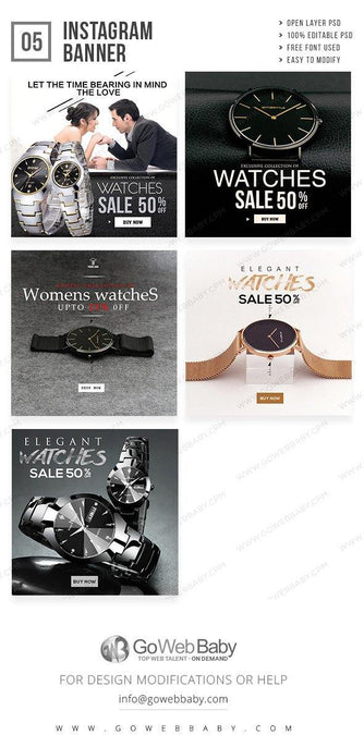 Instagram Ad Banners - Elegant Watches For Men - GoWebBaby.Com