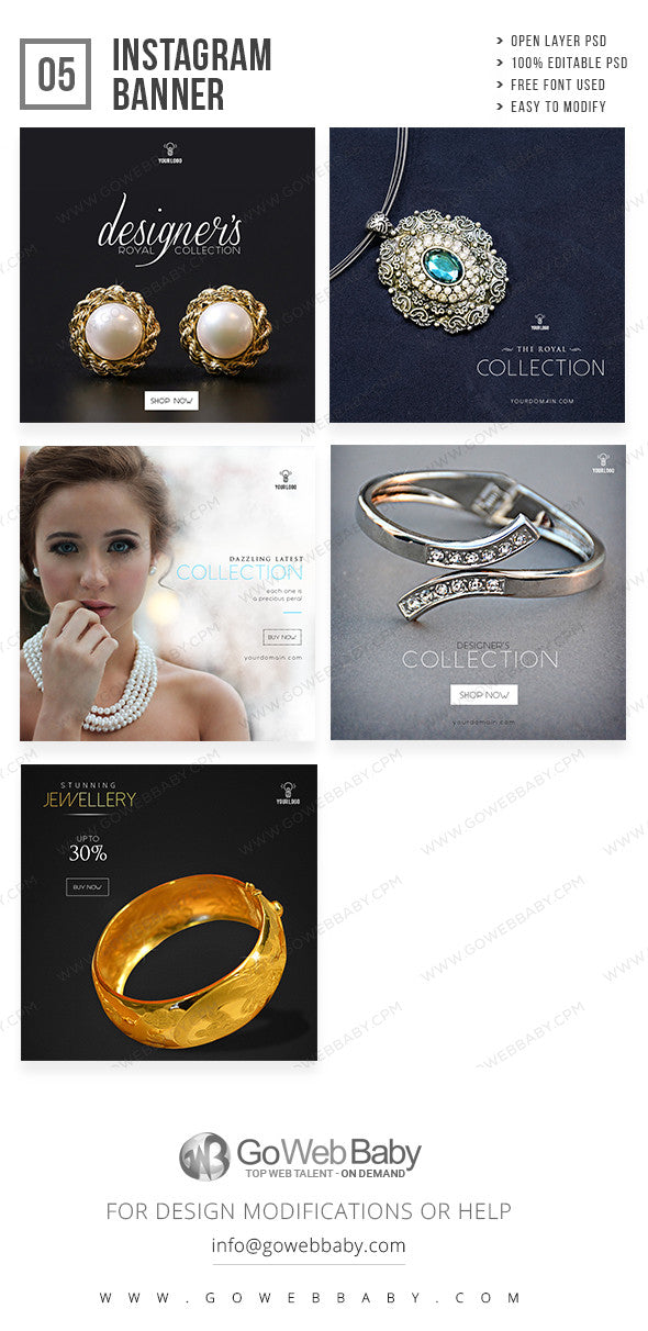 Instagram Ad banner - Women's Jewelry For Website Marketing - GoWebBaby.Com