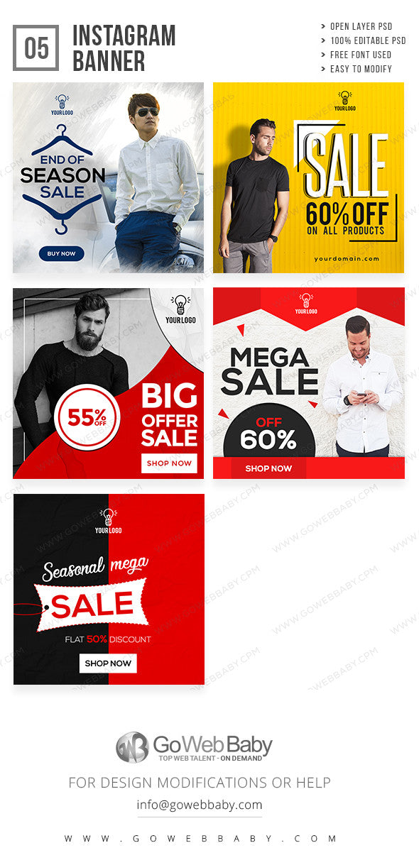 Instagram ad banners -  End of season sale - GoWebBaby.Com