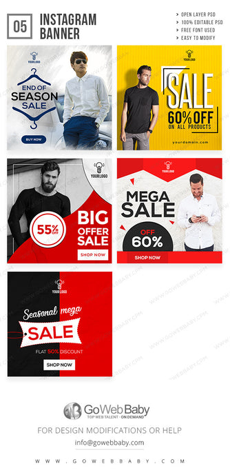 Instagram ad banners -  End of season sale - GoWebBaby.Com