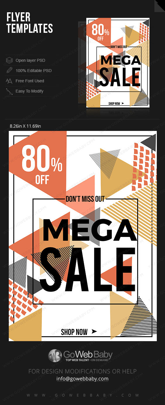 Flyer Template - Mega Sale for website marketing - GoWebBaby.Com