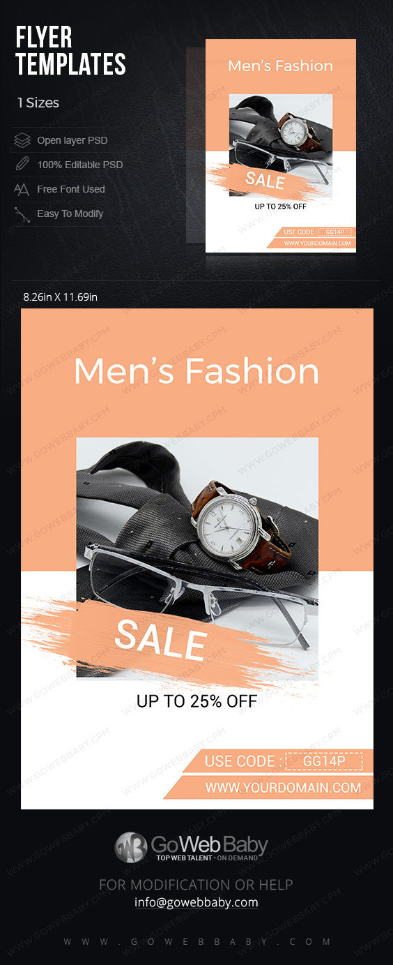 Flyer templates - Men's fashion store for website marketing - GoWebBaby.Com