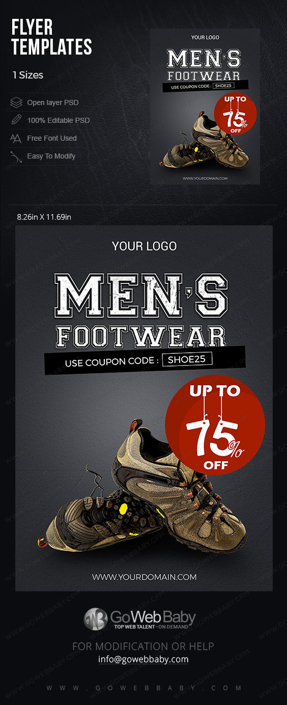 Flyer Templates - Shoes for Men for website marketing - GoWebBaby.Com