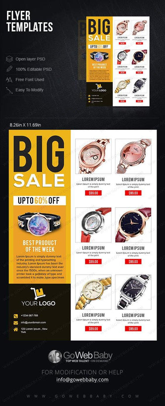 Flyer templates - Smart Watches For Website Marketing - GoWebBaby.Com