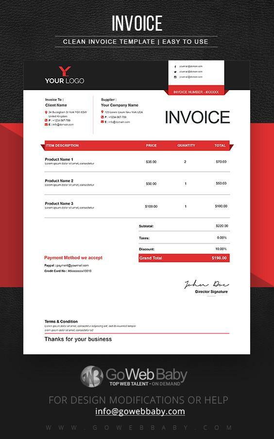 Design Invoice Templates For Website Marketing - GoWebBaby.Com