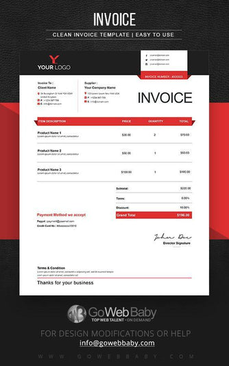 Design Invoice Templates For Website Marketing - GoWebBaby.Com
