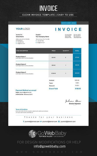 Invoice Templates For Website Marketing - GoWebBaby.Com