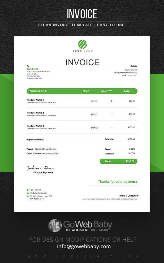 Invoice Templates For Website Marketing - GoWebBaby.Com