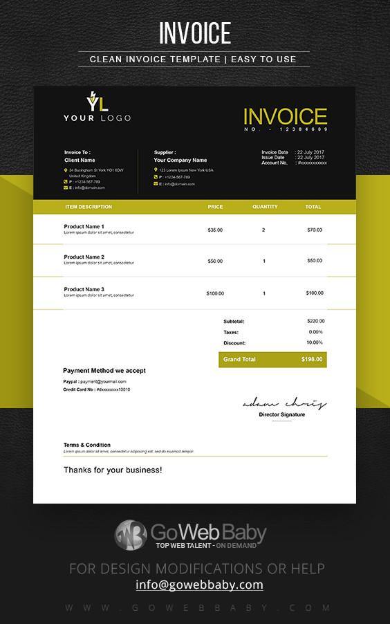 Pro Forma Invoice Templates For Website Marketing - GoWebBaby.Com