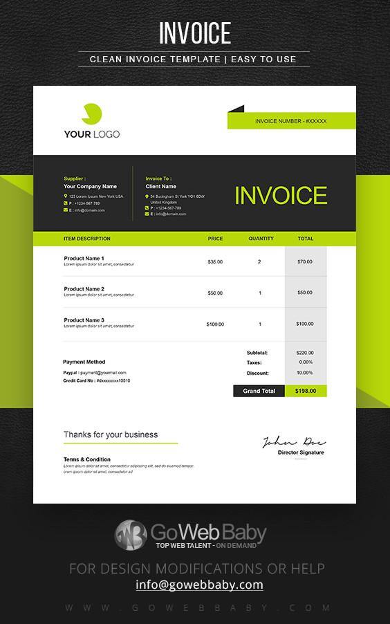 Billing Invoice Templates For Website Marketing - GoWebBaby.Com