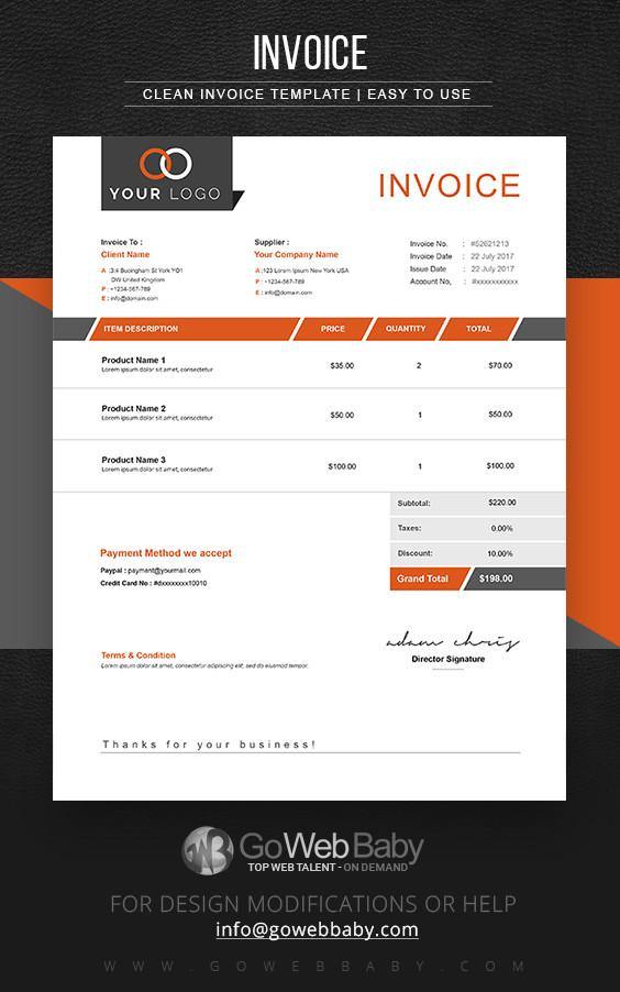 Invoice template for Business - GoWebBaby.Com