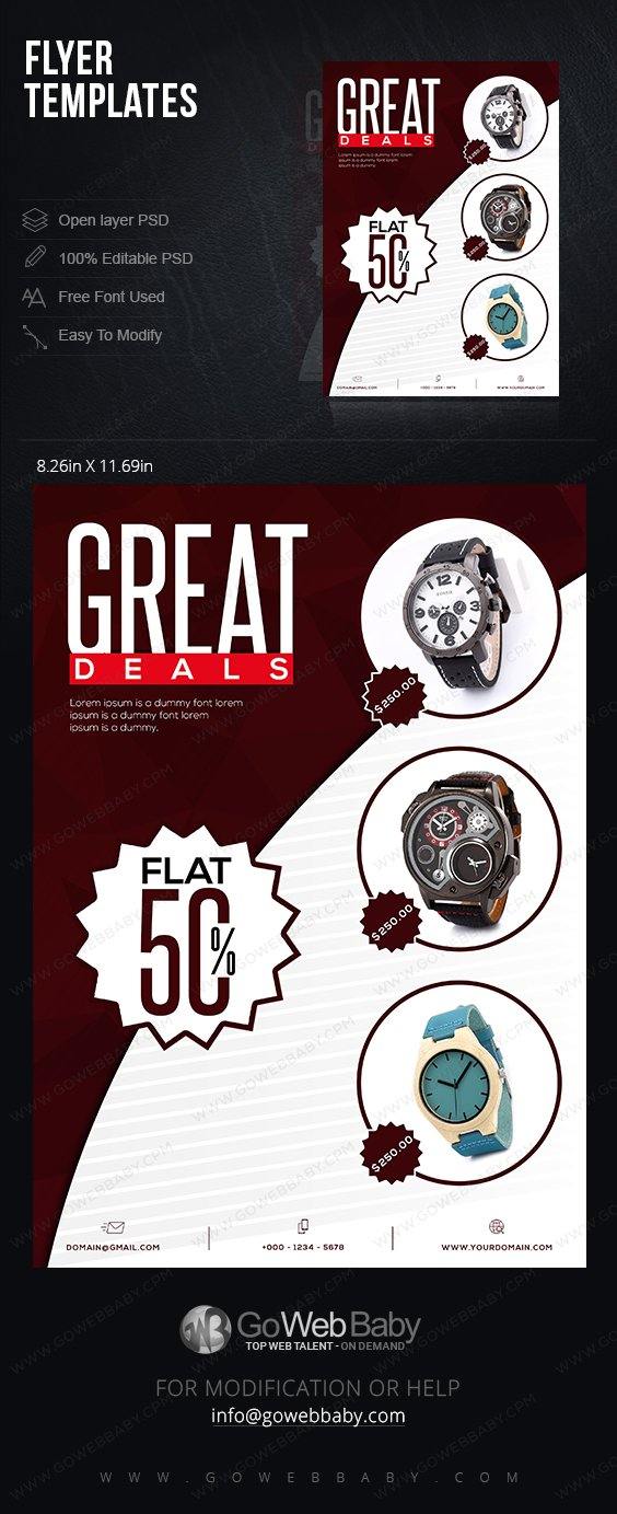 Flyer Templates -Exotic Men's Watches For Website Marketing - GoWebBaby.Com