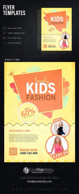 Flyer templates - Classic kids wear for website marketing - GoWebBaby.Com