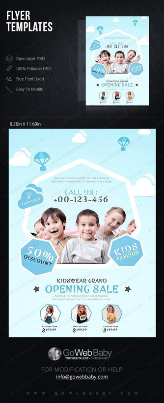 Flyer templates - Stylish kids wear for website marketing - GoWebBaby.Com