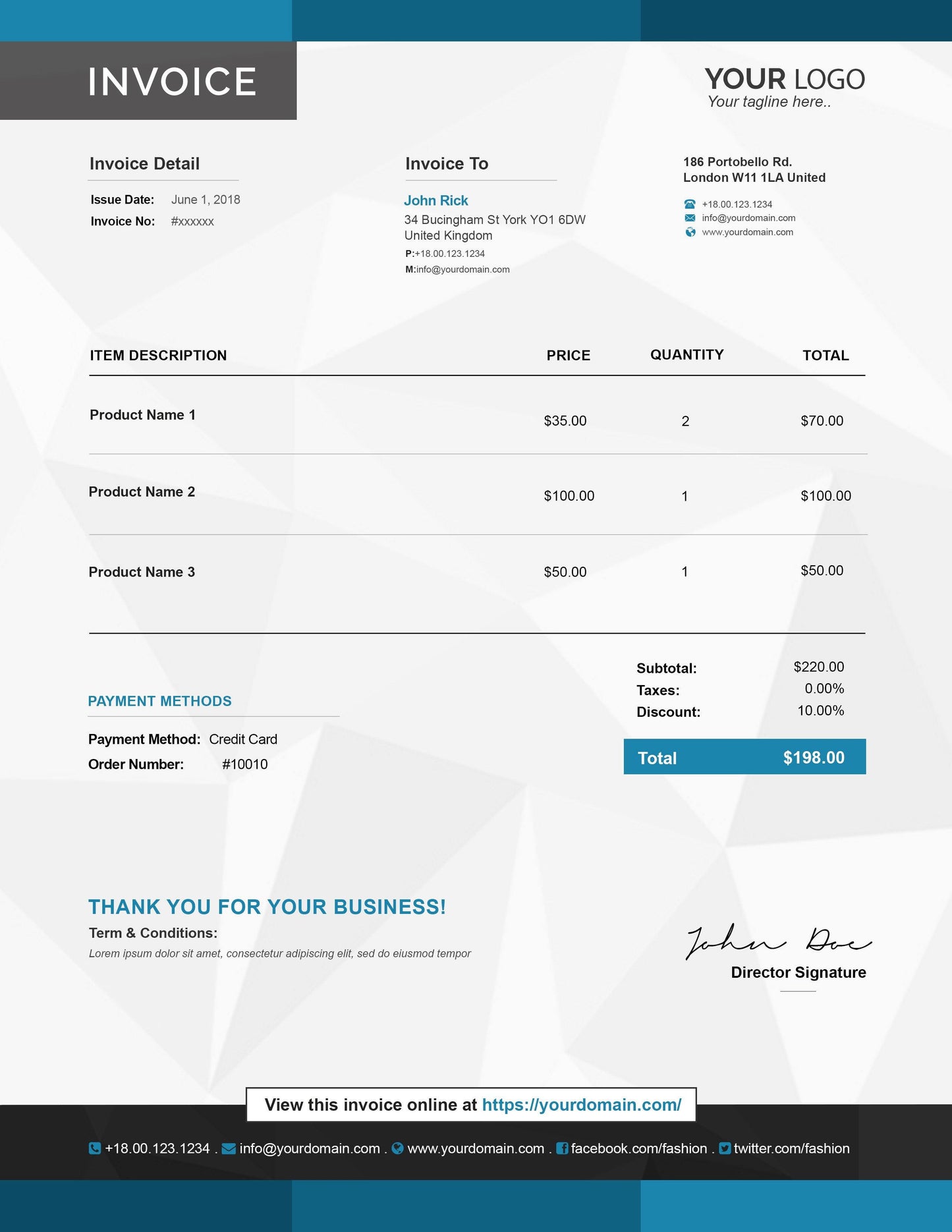 E-Commerce Invoice Templates For Website Marketing - GoWebBaby.Com