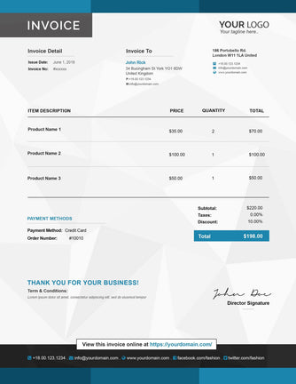 E-Commerce Invoice Templates For Website Marketing - GoWebBaby.Com
