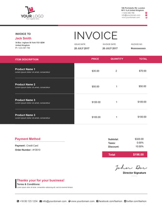 Professional Invoice Templates For Website Marketing - GoWebBaby.Com
