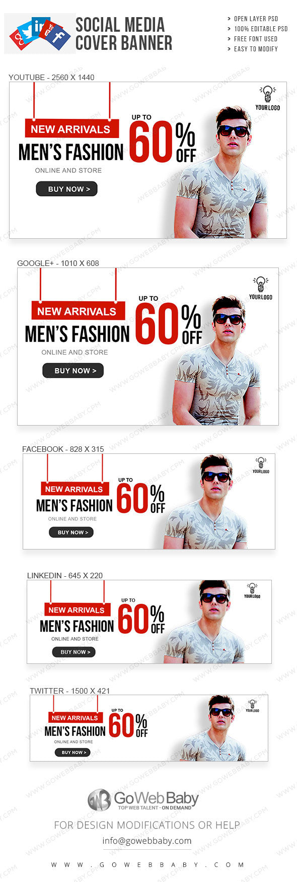 Social Media Cover Banner - Men's clothing for website marketing - GoWebBaby.Com
