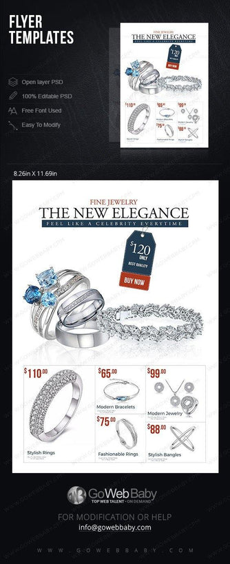 Flyer templates - Elegance fine jewelry for website marketing - GoWebBaby.Com