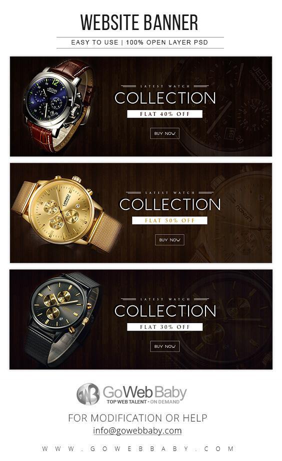 Website Banners - Premium Men's Watches For Website Marketing - GoWebBaby.Com