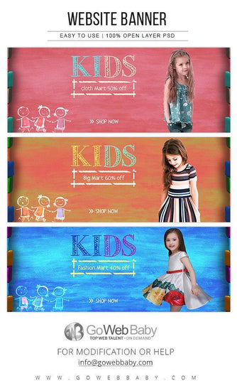 Website Banners For Website Marketing - Kids Fashion For Girls - GoWebBaby.Com