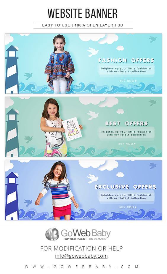 Website Banners For Website Marketing - Fashion For Kids - GoWebBaby.Com