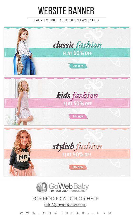 Website Banners For Website Marketing - Kids Classic Fashion - GoWebBaby.Com