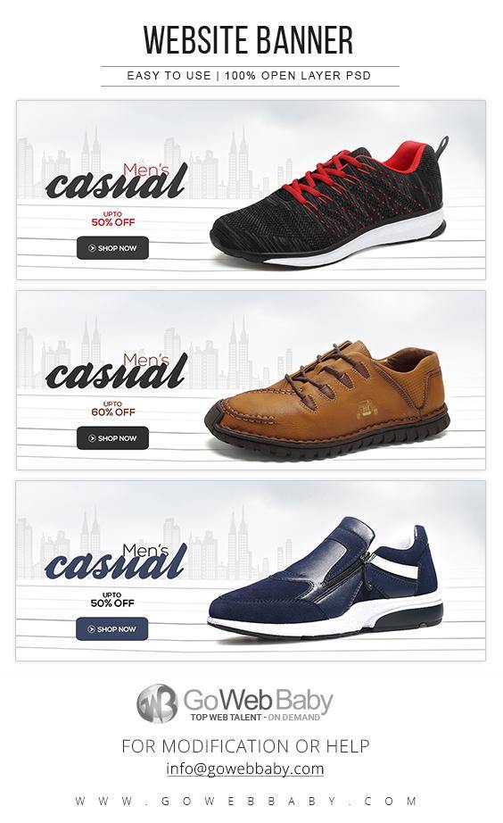 Website Banners - Casual Footwear Collection For Website Marketing - GoWebBaby.Com
