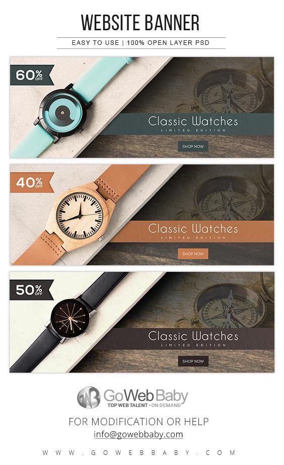 Website Banners - Classic Watches For Website Marketing - GoWebBaby.Com