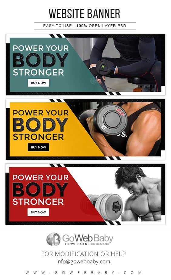 Website Banner - Gym and Fitness For Website Marketing - GoWebBaby.Com